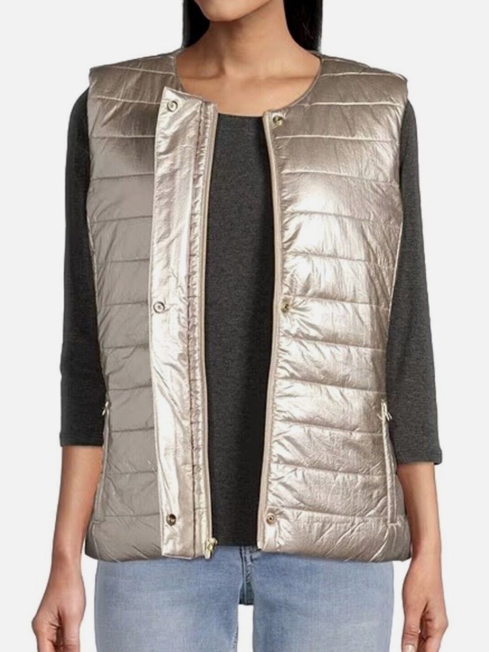 Tommy Bahama Women's Metallic Puffer Vest in Balboa Mist Size XL NWOT Sleeveless
